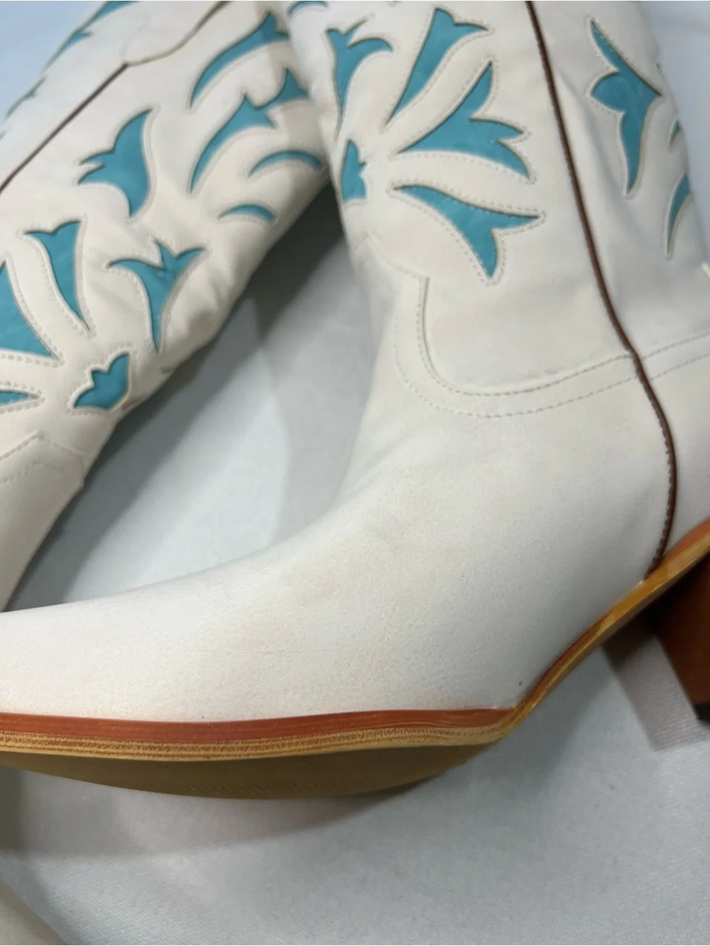 White & Teal Western Women’s Cowboy Boots